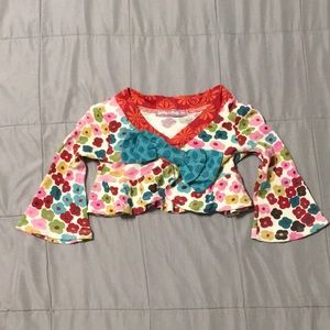 Jelly the Pug Flower Print Long Sleeve Ruffle Shrug Girls 24 Months
